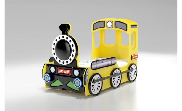 Autobett Lokomotive - gelb - Maße (cm): B: 120 H: 137